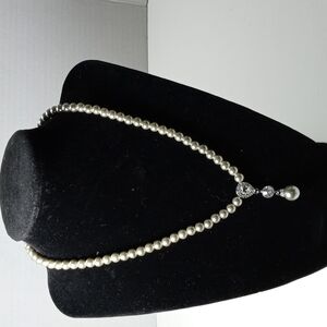 CHARTER CLUB CUBIC ZIRCONIA FAUX GREY PEARL LARIAT NECKLACE